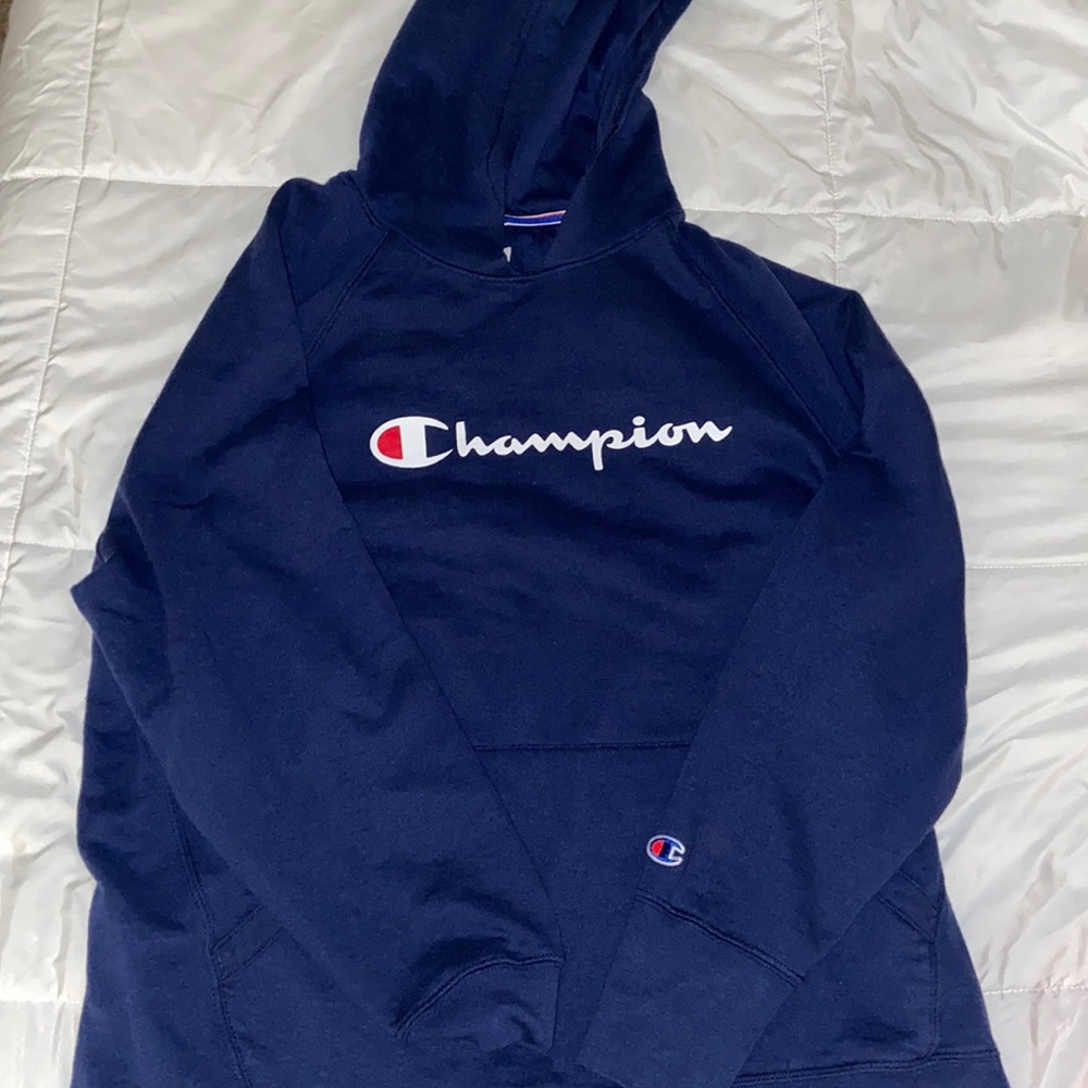 navy blue champion sweatshirt